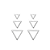 Trio de brincos triângulos vazados banhado a ródio branco - Imagem 1