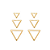 Trio de brincos triângulos vazados banhado a ouro - Imagem 1
