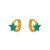 Brinco de argolinha click com estrela colorida banhado a ouro - Imagem 1