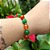 Pulseira de Pedras Naturais Jade Esmeralda Facetada e Ágata Vermelha Banhada a Ouro - Imagem 4