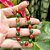 Pulseira de Pedras Naturais Jade Esmeralda Facetada e Ágata Vermelha Banhada a Ouro - Imagem 3