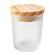 Copo/ Pote de Vidro Frost para Velas 60ml Com Tampa Madeira - Imagem 1