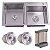 Cuba Dupla para Cozinha 75x41cm em Aço Inox 304 Gourmet Escovada - Imagem 2