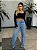 Calça Jeans Wide Leg Com Brilho - Imagem 1