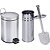 Kit Lixeira de Banheiro 3 Litros em Inox Com Pedal Escova Sanitaria e Suporte - Imagem 6