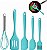 Conjunto 5 Peças de Utensílios de Cozinha (3 Espátulas, 1 Pincel e 1 Batedor de Ovos) Cor: Azul - Imagem 2