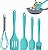 Conjunto 5 Peças de Utensílios de Cozinha (3 Espátulas, 1 Pincel e 1 Batedor de Ovos) Cor: Azul - Imagem 3