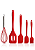 Conjunto 5 Peças de Utensílios de Cozinha (3 Espátulas, 1 Pincel e 1 Batedor de Ovos) Cor: Vermelho - Imagem 1