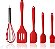 Conjunto 5 Peças de Utensílios de Cozinha (3 Espátulas, 1 Pincel e 1 Batedor de Ovos) Cor: Vermelho - Imagem 5