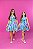 Vestido Infantil Rodado Azul Estampado Flores e Nuvem - Laço Frontal - Imagem 4