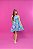 Vestido Infantil Rodado Azul Estampado Flores e Nuvem - Laço Frontal - Imagem 1