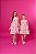 Vestido Infantil Rodado Rosa Estampado Flores e Arco-Íris - Imagem 3