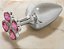 Plug de Metal Prata Com Trevo Cor Rosa  TAM-P (HA137C) - Imagem 1