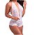 Body Sexy Em Renda Frente Única Regulável Cor Branco TAM G - Imagem 4