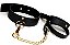 Choker Celinna Em Couro 33 Mm Use Como Colar- Preto E Dourado - Imagem 1