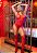 Bodystocking Macacão com Meia Tipo Cinta Liga Detalhes Por Toda a Peça - Vermelho- Tamanho Único- - Imagem 3