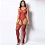 Bodystocking Macacão com Meia Tipo Cinta Liga Detalhes Por Toda a Peça - Vermelho- Tamanho Único- - Imagem 5
