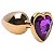 Plug Anal de Coração em Aço - Dourado Com Roxo- Tamanho G- - Imagem 3
