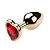 Plug Anal de Coração em Aço - Dourado Com Vermelho- Tamanho G- - Imagem 1