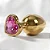 Plug Anal de Coração em Aço - Dourado Com ROSA- Tamanho P- - Imagem 2