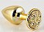 Plug de Metal Com Pedras Cravejadas (HA134D) TAM P- DOURADO PEDRAS CRAVEJADAS- - Imagem 1