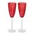Cj 2 Taças p/ Champanhe de vidro ORQUIDEA Vermelho 200ml - Imagem 1
