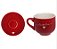 Jogo C/12 peças 6 Xícaras c/ 6 pires Café Porcelana 90ml Lamour Vermelho Hauskraft - Imagem 2