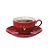 Jogo C/12 peças Xícaras c/pires Chá Porcelana 160ml Lamour Vermelho Hauskraft - Imagem 1