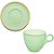 Jogo 8 Peças Xicara Chá Com Pires Vidro Matte Verde Com Borda Dourada 170ml - Imagem 1