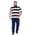 Camiseta Gola Polo Listrada Plus Size Masculino Marinho Com Branco XP Ao G5 - Imagem 3