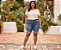Bermuda Jeans Stretch Clear Feminina Com Barrinha Dobrada Plus Size Do 44 ao 70 3463 - Imagem 2