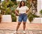Bermuda Jeans Stretch Clear Feminina Com Barrinha Dobrada Plus Size Do 44 ao 70 3463 - Imagem 4