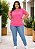 Camiseta Básica Feminina Rosa Pink Plus Size XP ao G5 - Imagem 2