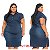 Vestido Jeans Stretch Feminino Plus Size Pequenos Defeitos - Imagem 2