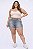 Short Jeans Feminino Barra Desfiada Detalhe Metalizado Lateral 44 Ao 70 3459 - Imagem 1