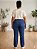 Calça Reta Jeans Com Stretch Puído nos Bolsos Feminina Plus size Do 44 ao 70 3447 - Imagem 5