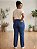 Calça Reta Jeans Com Stretch Puído nos Bolsos Feminina Plus size Do 44 ao 70 3447 - Imagem 4