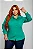 Camisa Tricoline Feminina Stretch Verde Plus Size Xp Ao G5 3150 - Imagem 1