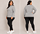 Blusa Feminina Gola Alta Elastano Cinza Mescla Plus Size Do XP ao XG - Imagem 2
