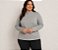 Blusa Feminina Gola Alta Elastano Cinza Mescla Plus Size Do XP ao XG - Imagem 1