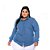 Camisa Jeans Stretch Manga Longa Sem Bolso Lavagem Clear Plus Size XP AO G5 3166 - Imagem 1