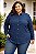 Camisa Viscose Stretch Feminina Azul Marinho Plus Size Xp ao XG 3379 - Imagem 1