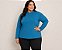 Blusa Feminina Gola Alta Elastano Azul Petróleo Plus Size Do XP ao XG - Imagem 1