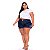 Short Jeans Escuro Destroyer Barra Desfiada Plus Size 62 Ao 70 - Imagem 1