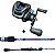 Carretilha MaxPower Esquerda + Vara Carbono 1,80m 17lbs Pesca Brasil - Imagem 1