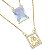 Escapulário de Ouro 24K Nossa Senhora com Pedra Azul 1mm 60cm Banhada a Ouro - Imagem 1