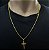 Conjunto Cordão Rabo de Rato De Ouro 18k Com Pingente Crucifixo Banhada a Ouro - Imagem 2