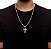 Corrente Masculina Grumet Dupla Lacraia 3mm + Pingente Cruz Banhado a Ouro 18k - Imagem 1