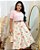 Saia Midi Gôde Floral - em Linho - Imagem 1