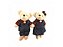 Jogo Mini Urso Casal Bege e Jeans 15cm Enfeite Natal 2 Unidades - Magizi - Imagem 1